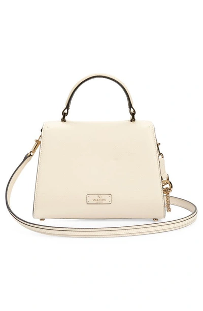 Shop Valentino Small Vsling Leather Top Handle Bag In Ia5 Light Ivory/ Crystal