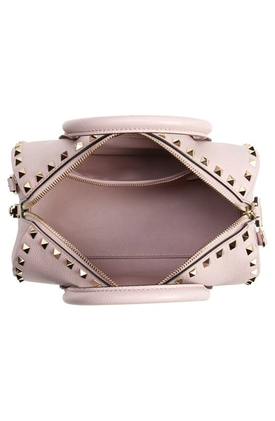 Shop Valentino Rockstud Bowling Leather Satchel In 6e0 Water Lilac