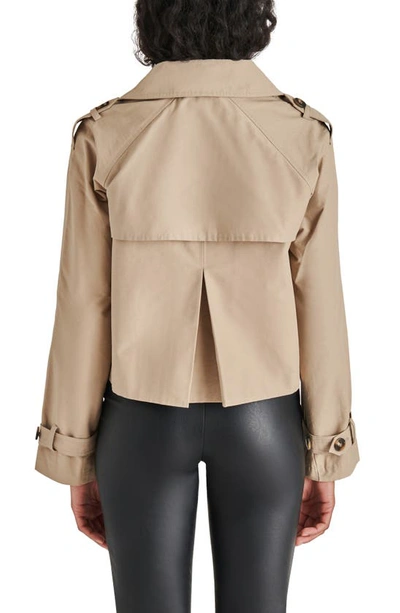 Steve Madden Sirus Crop Trench Coat In Khaki