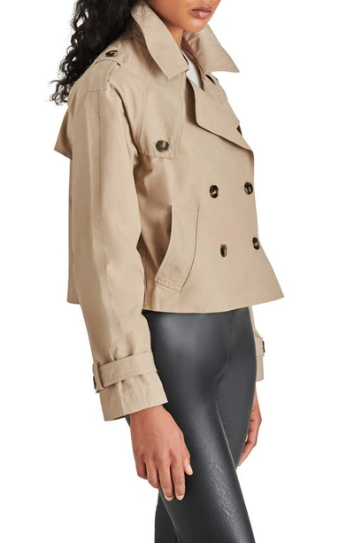 Steve Madden Sirus Crop Trench Coat In Khaki