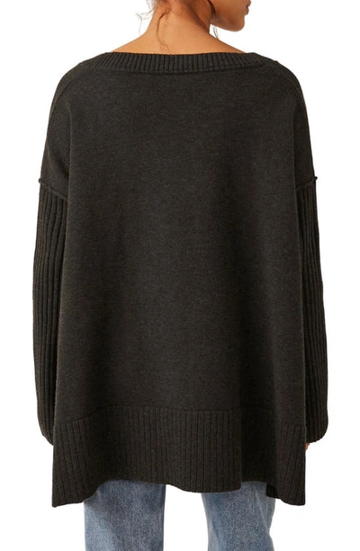 Shop Free People Orion A-line Tunic Sweater In Carbon Copy