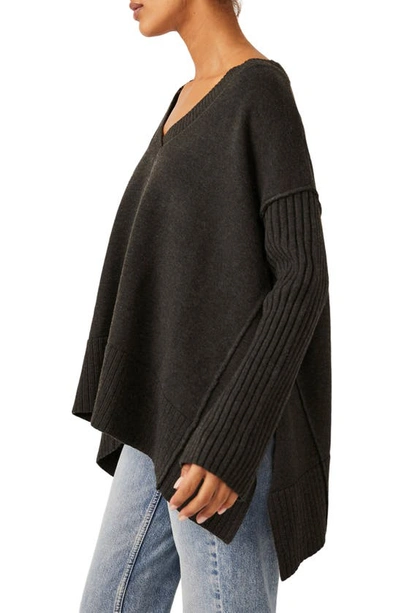 Shop Free People Orion A-line Tunic Sweater In Carbon Copy