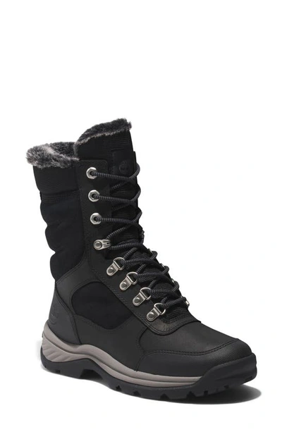 Shop Timberland White Ledge Faux Shearling Insulated Waterproof Hiking Boot In Black Full Grain