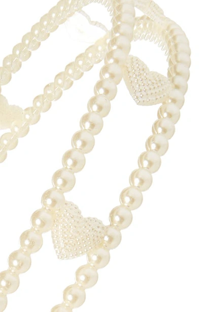 Shop Capelli New York Imitation Pearl Headband In Ivory