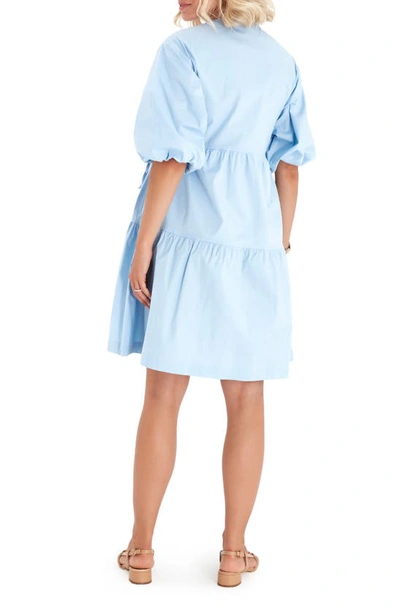 Shop Accouchée Tie Waist A-line Maternity/nursing Wrap Dress In Baby Blue