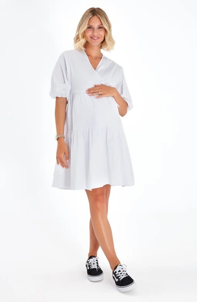 Shop Accouchée Tie Waist A-line Maternity/nursing Wrap Dress In White