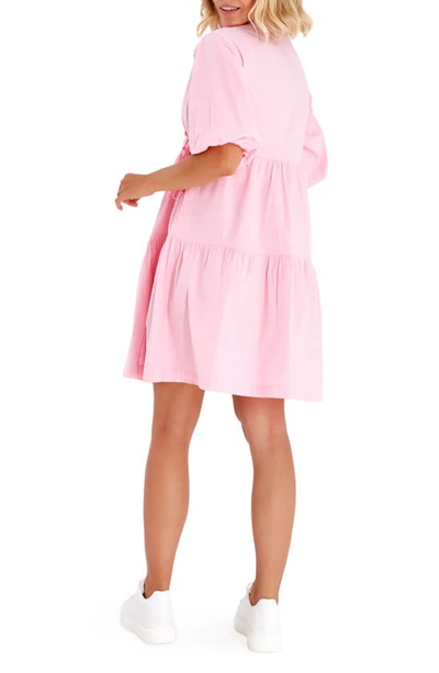 Shop Accouchée Tie Waist A-line Maternity/nursing Wrap Dress In Pink