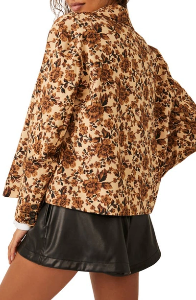 Shop Free People Cali Floral Print Boxy Single Breasted Blazer In Sand Combo