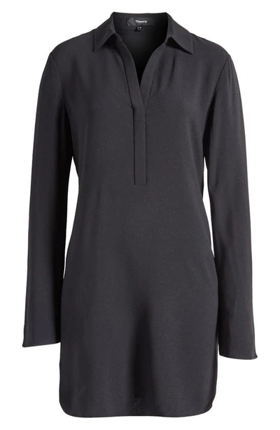 Shop Theory Slim Fit Long Sleeve Polo Dress In Black