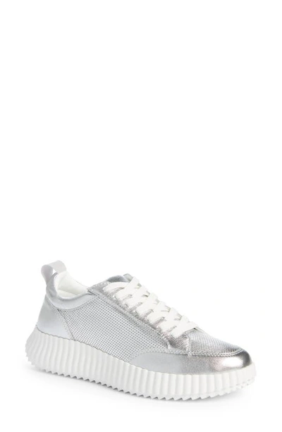 Shock Platform Sneaker In Silver Leather
