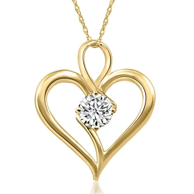 Pompeii3 3/4ct Lab Grown Diamond Solitaire Heart Necklace In Yellow Gold Pendant In Multi