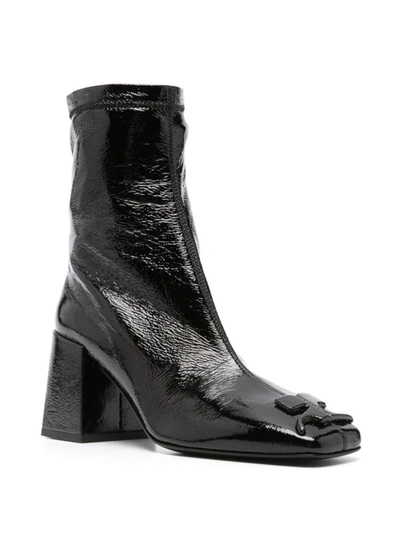 Shop Courrèges Heritage Vinyl Ankle Boots Shoes In Black