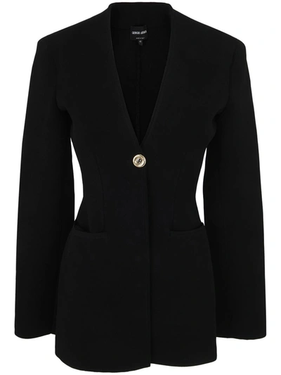 Shop Giorgio Armani Single Breasted Jacket Clothing In Black