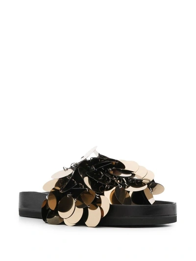 Rabanne Disc-embellished Slides In Metallic