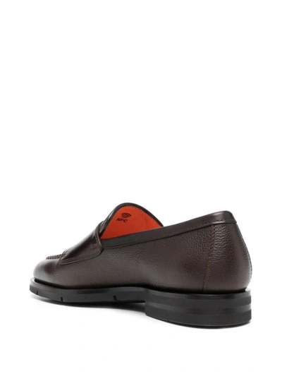 Santoni Double Monk Strap Loafers With Buckle Detailing In Brown