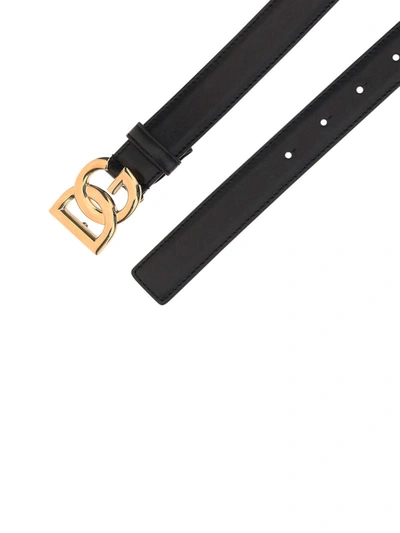 Shop Dolce & Gabbana Leather Belt With Dg Logo