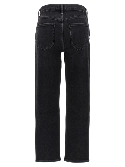 Shop Agolde Riley Long Jeans Black