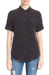 Equipment Super Vintage Wash Short Sleeve Slim Signature Top In True Black