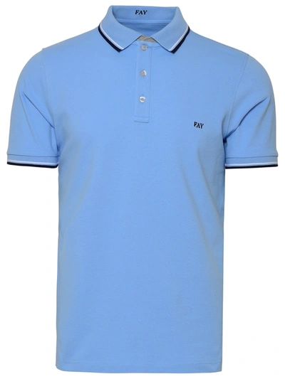 Shop Fay Polo Shirt In Light Blue Cotton Man