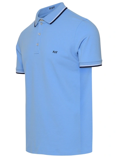 Shop Fay Polo Shirt In Light Blue Cotton Man