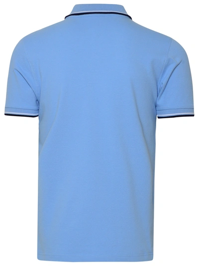 Shop Fay Man  Polo Shirt In Light Blue Cotton