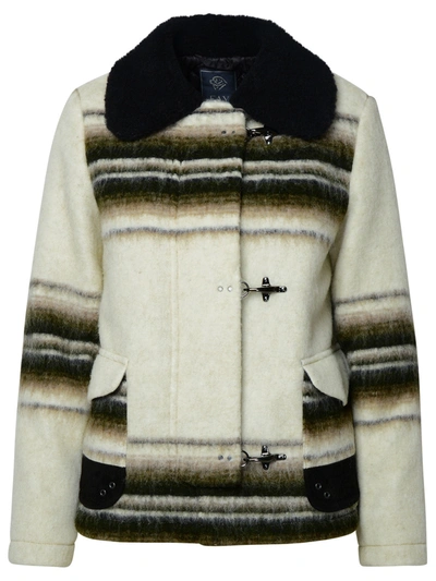 Shop Fay Woman  Ivory Wool Blend Jacket In Multicolor