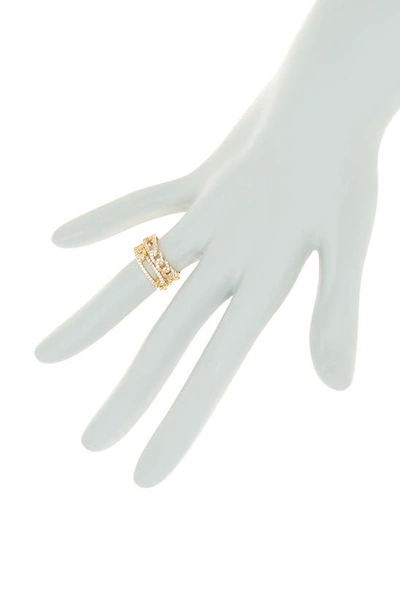 Shop Covet Cz Pavé Chain Link Open Band Ring Set In Gold