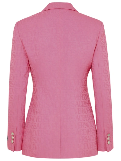 Shop Versace Woman  Rose Virgin Wool Blazer Jacket In Pink