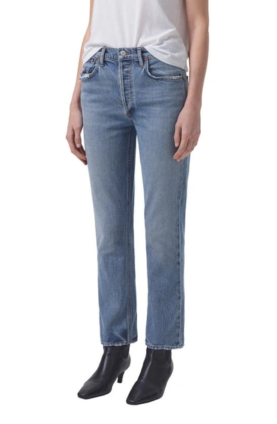 Shop Agolde Riley High Waist Straight Leg Jeans In Quiver