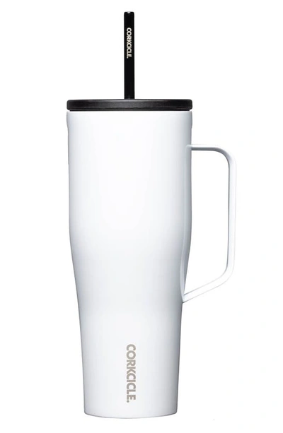 Shop Corkcicle 30-ounce Insulated Cup With Straw In Gloss White