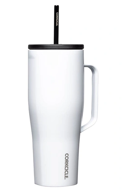 Shop Corkcicle 30-ounce Insulated Cup With Straw In Gloss White