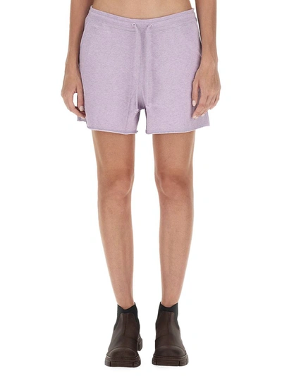 Shop Ganni Sweat Shorts. In Purple