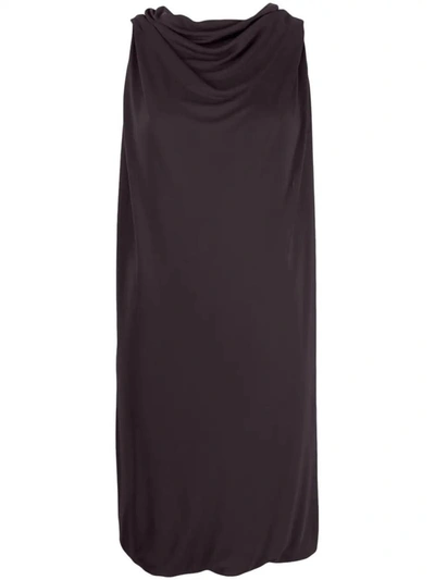 Shop Lanvin Short Dress With Hooded Neckline In Brown