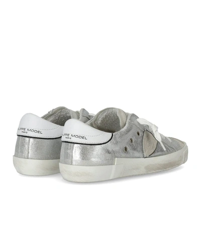 Shop Philippe Model Prsx Low Metal Silver Sneaker