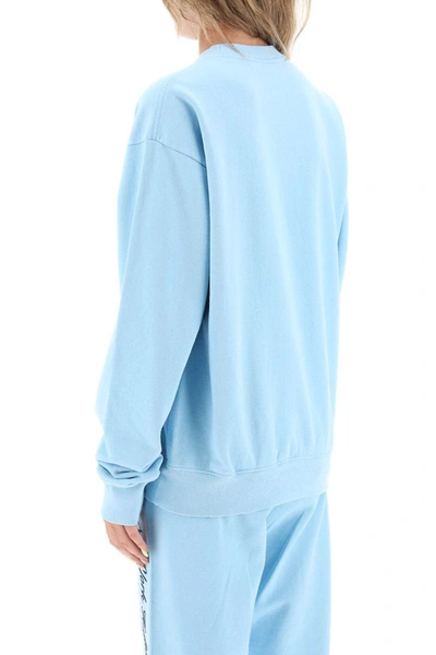 Shop Sporty And Rich Sporty Rich 'ny Health Club' Flocked Sweatshirt In Blue