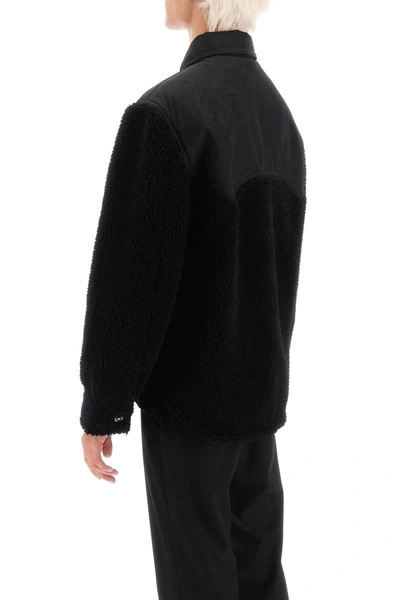 Shop Versace Barocco Silhouette Fleece Jacket In Black