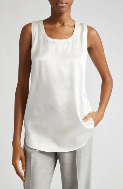 Shop Lafayette 148 New York Perla Reversible Silk Blouse In Cloud