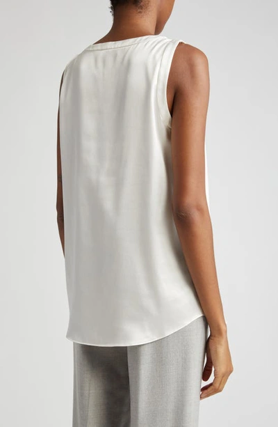 Lafayette 148 Perla Reversible Silk Blouse In Cloud