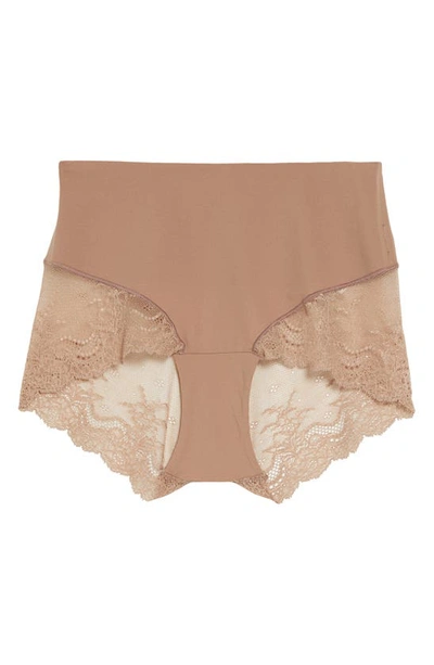 Spanx Undie-tectable Lace Hi-hipster Panties In Cafe Au Lait