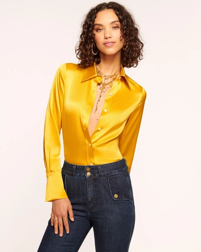 Shop Ramy Brook Victoria Button Down Blouse In Marigold