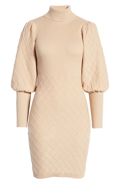 Shop Bebe Quilted Sweater Dress In Taupe