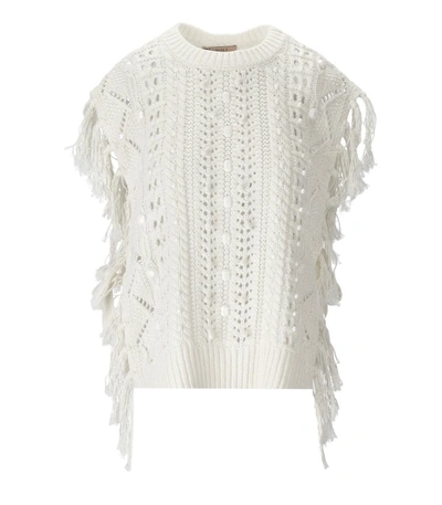 Shop Twinset White Poncho Jumper With Stones