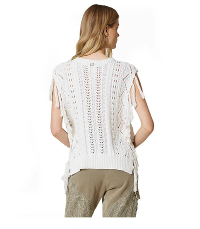 Shop Twinset White Poncho Jumper With Stones