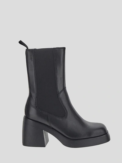 Shop Vagabond Boots In <p>vagabon Boots In Black Leather With Elasticated Inserts
