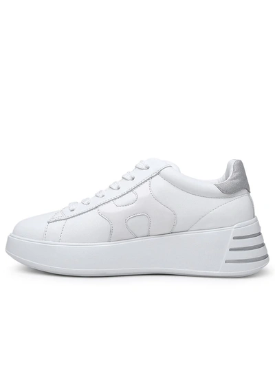 Shop Hogan White Leather Rebel Sneakers