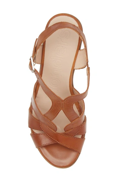 Shop Wonders Block Heel Sandal In Pergamena Cognac Leather