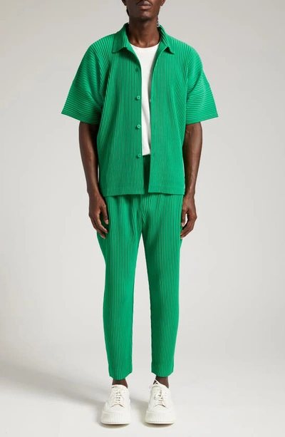Shop Issey Miyake Montly Colors Pleated Pants In 63-emelard Green