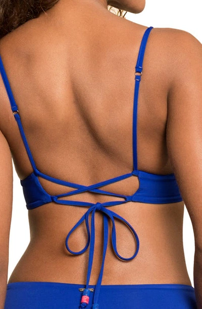 Shop Maaji Jade Black Parade Reversible Bikini Top In Blue