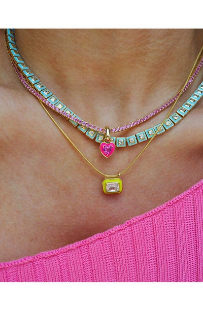 Shop Luv Aj Pyramid Stud Tennis Necklace In Gold