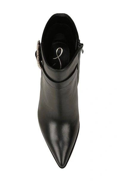 Shop Sam Edelman Weslie Pointed Toe Wedge Bootie In Black Leather